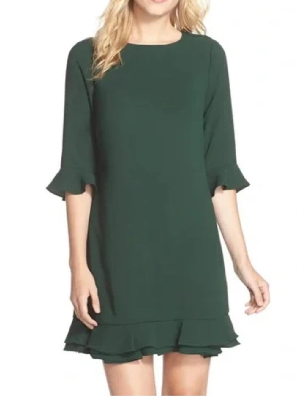 CeCe Kate Ruffle Hem Crepe Dreas